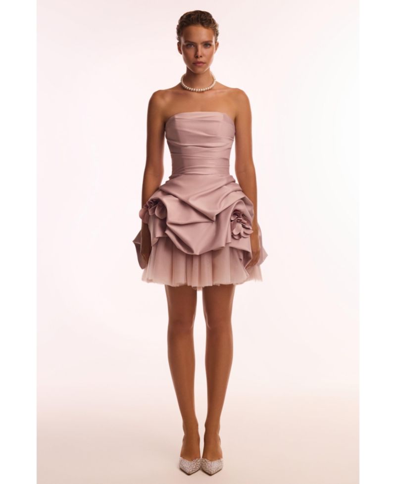 Womens Rosette mini dress in misty rose