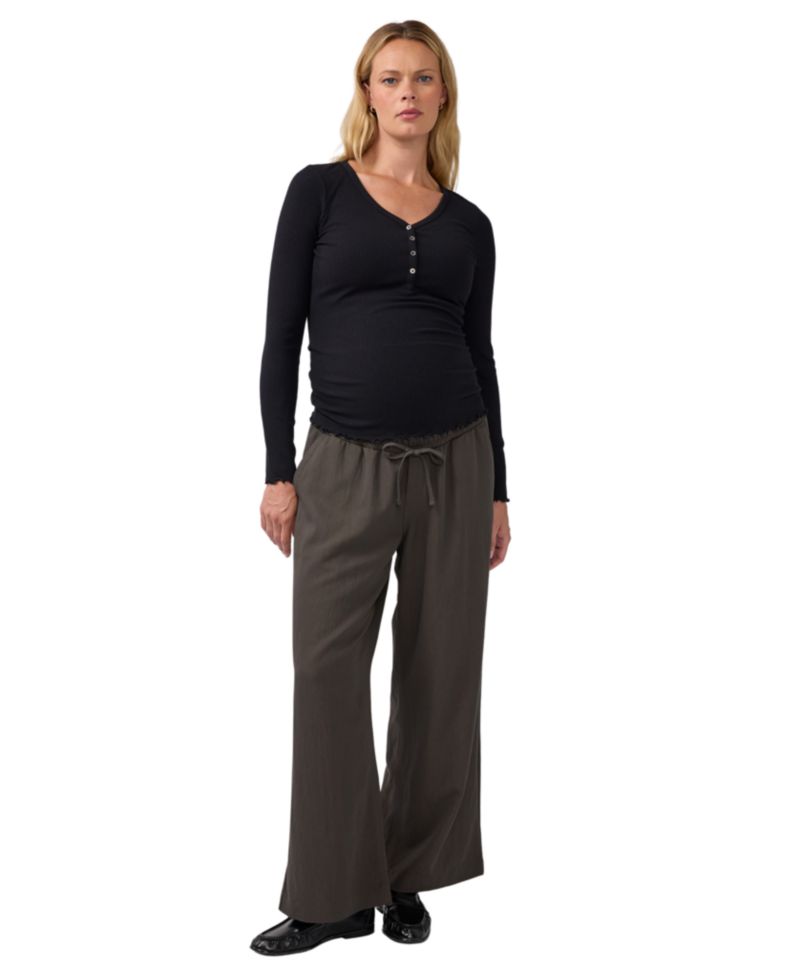 Maternity Over-Belly Wide-Leg High-Rise Pant