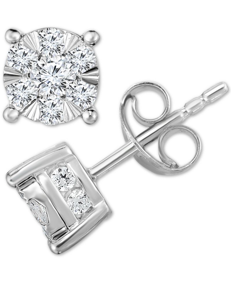 Diamond (1/2 to 2 ct. t.w.) Stud Earrings in 14k White Gold