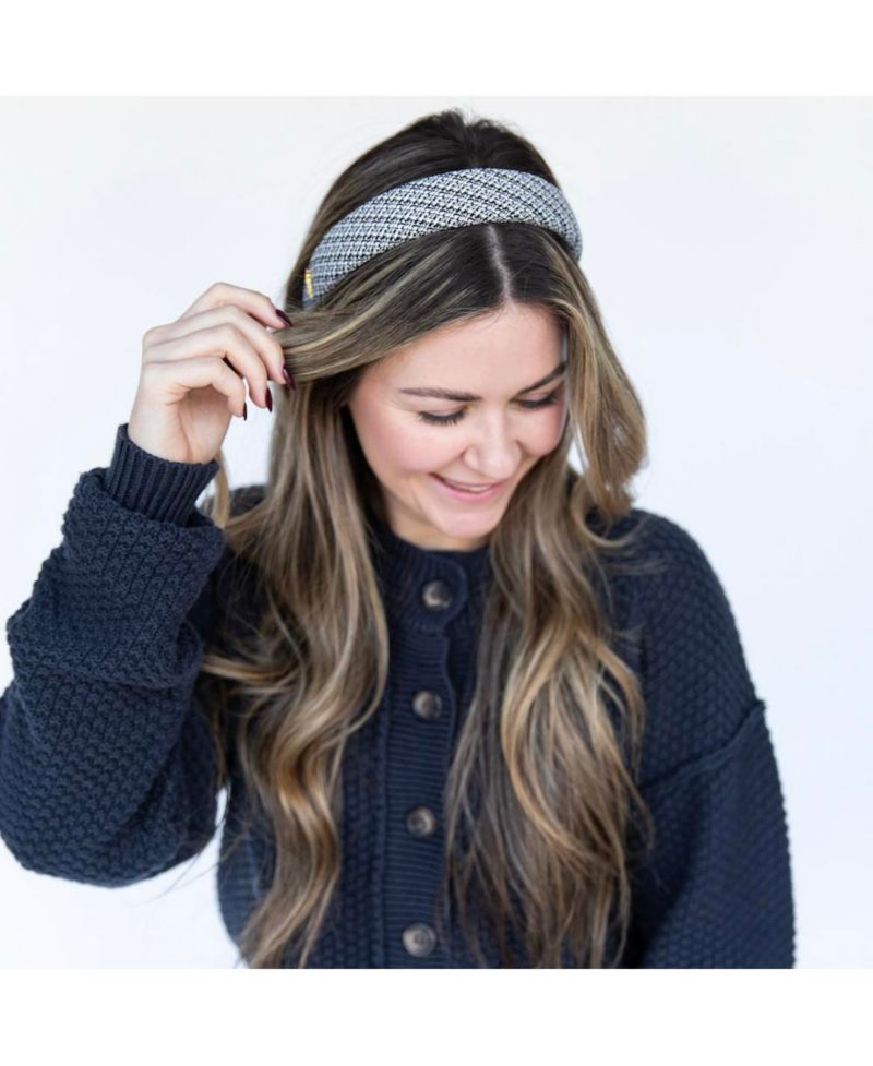 Women's Classic Padded Tweed Headband - Black Ivory