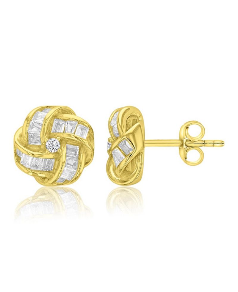14k Gold-Plated Facet Knot Stud Earrings