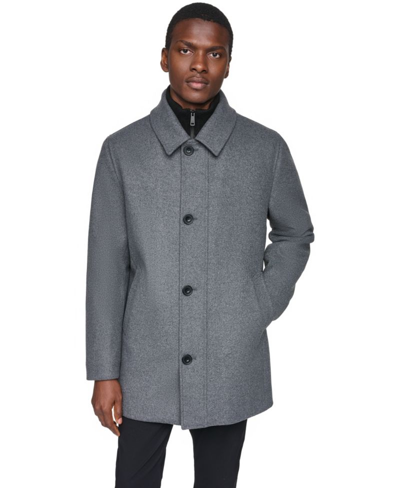 Men's Classic-Fit Wool-Blend Mid-Length Coat