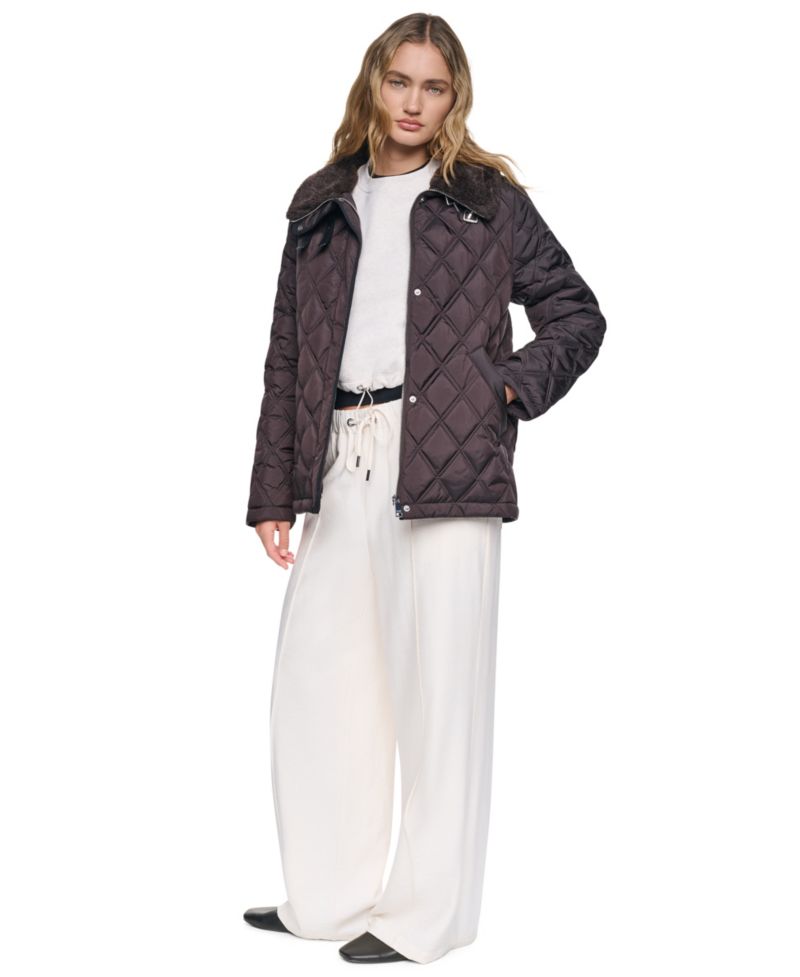 Women's Sherpa Collar Diamond-Quilted Coat