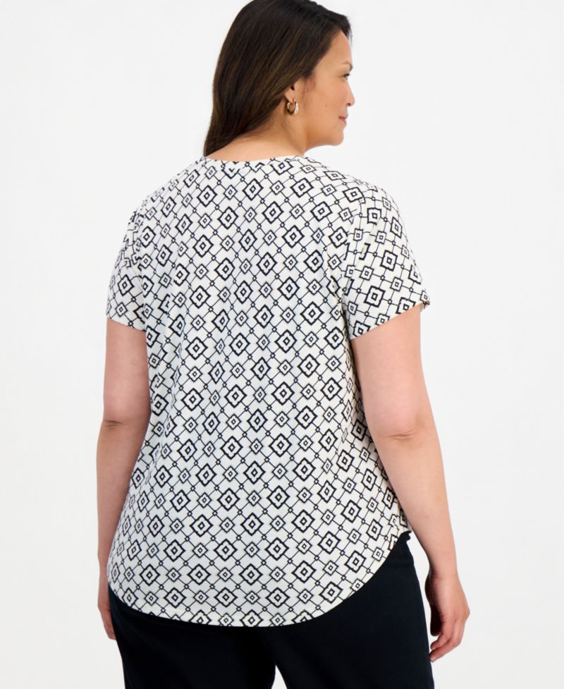 Plus Printed Short-Sleeve Crewneck Tee