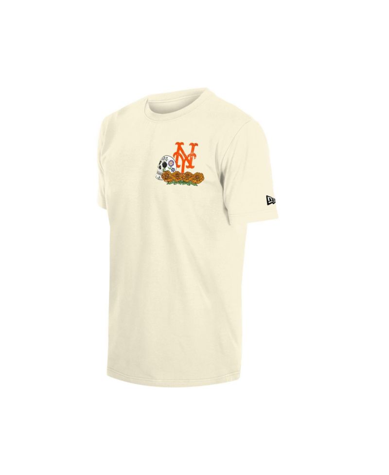 Men's Natural New York Mets Dia de los Muertos Sugar Skull T-Shirt