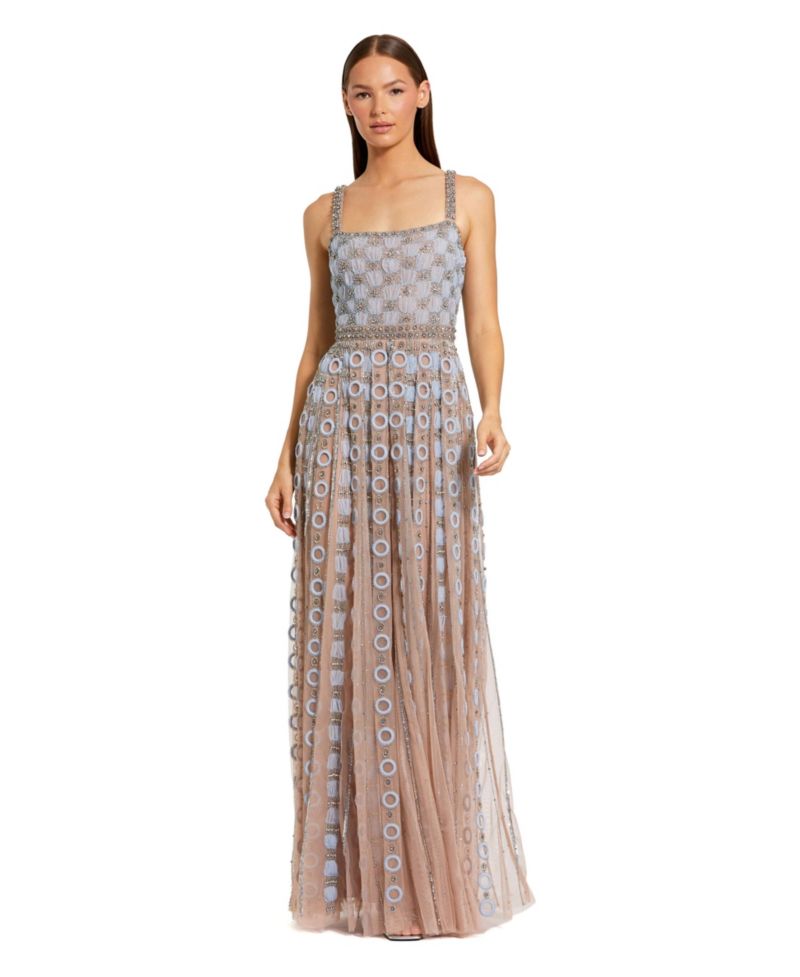 Women's Embellished Mesh A-Line Evening Gown