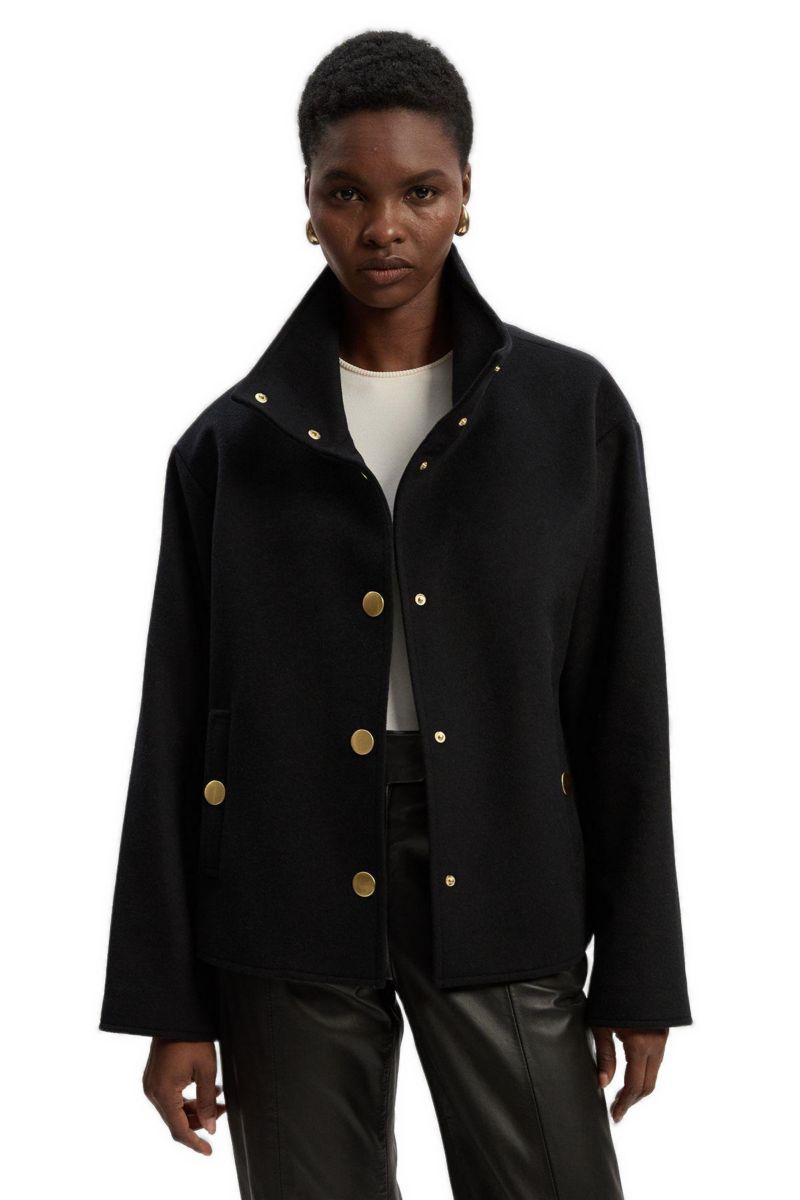 Women's Brushed Wool Funnel Neck Tailored Coat