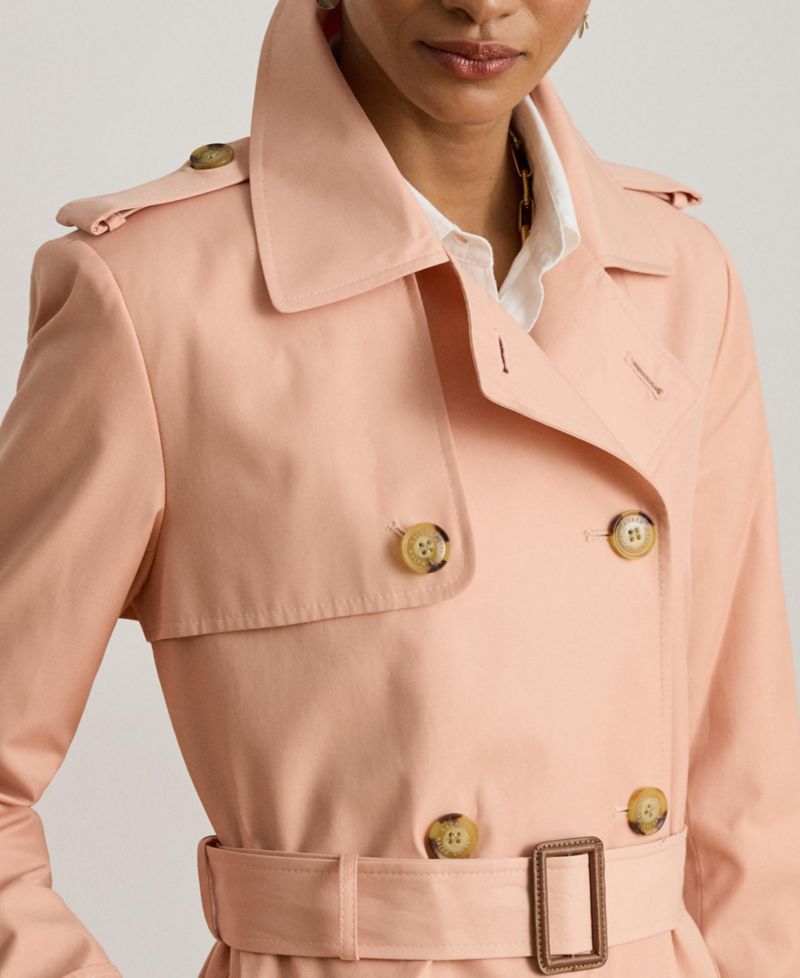 Petite Belted Water-Resistant Trench Coat
