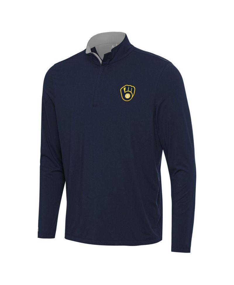 Men's Navy Milwaukee Brewers Content Quarter-Zip Top