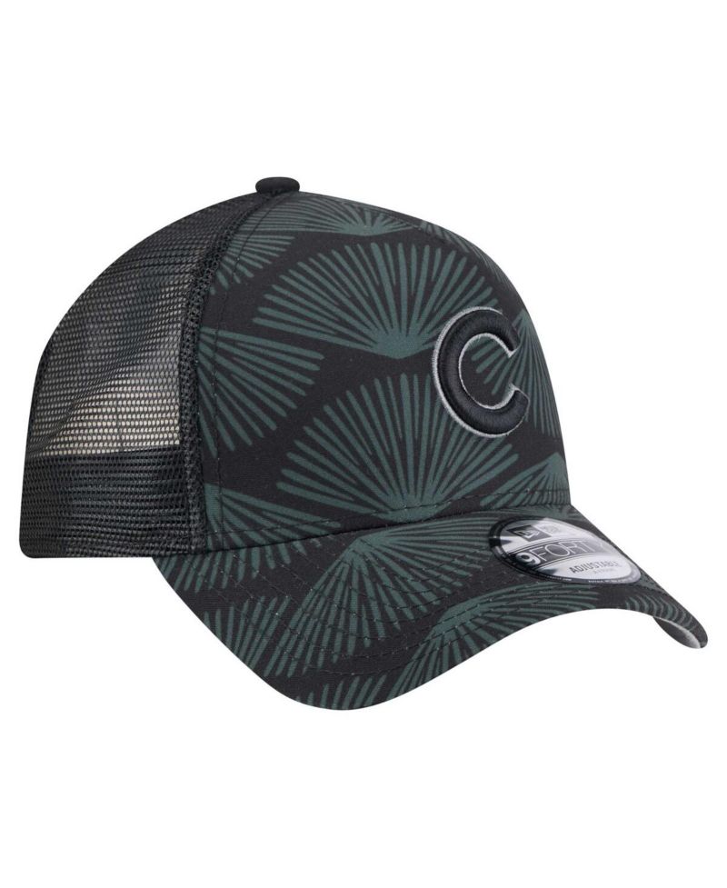 Men's Black Chicago Cubs 9FORTY A-Frame Trucker Adjustable Hat