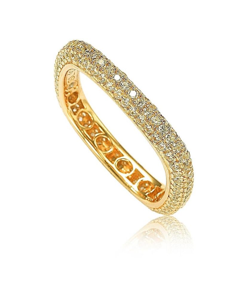 Suzy Levian Sterling Silver Cubic Zirconia Thin Modern Pave Square Eternity Band