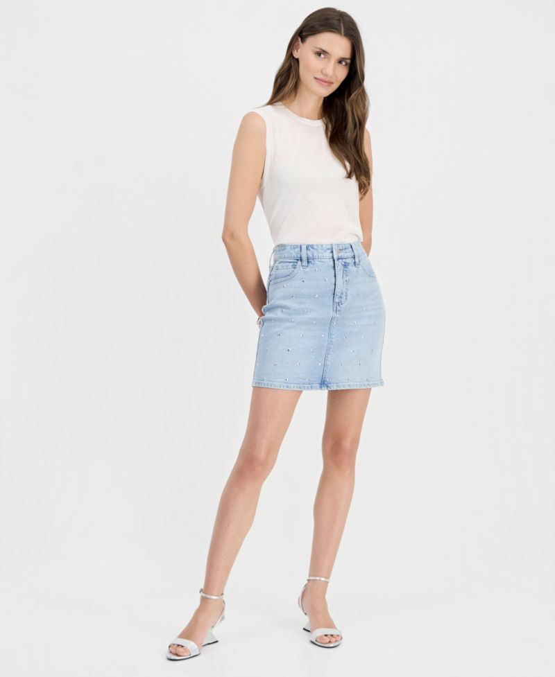 Women's Studded Denim Mini Skirt