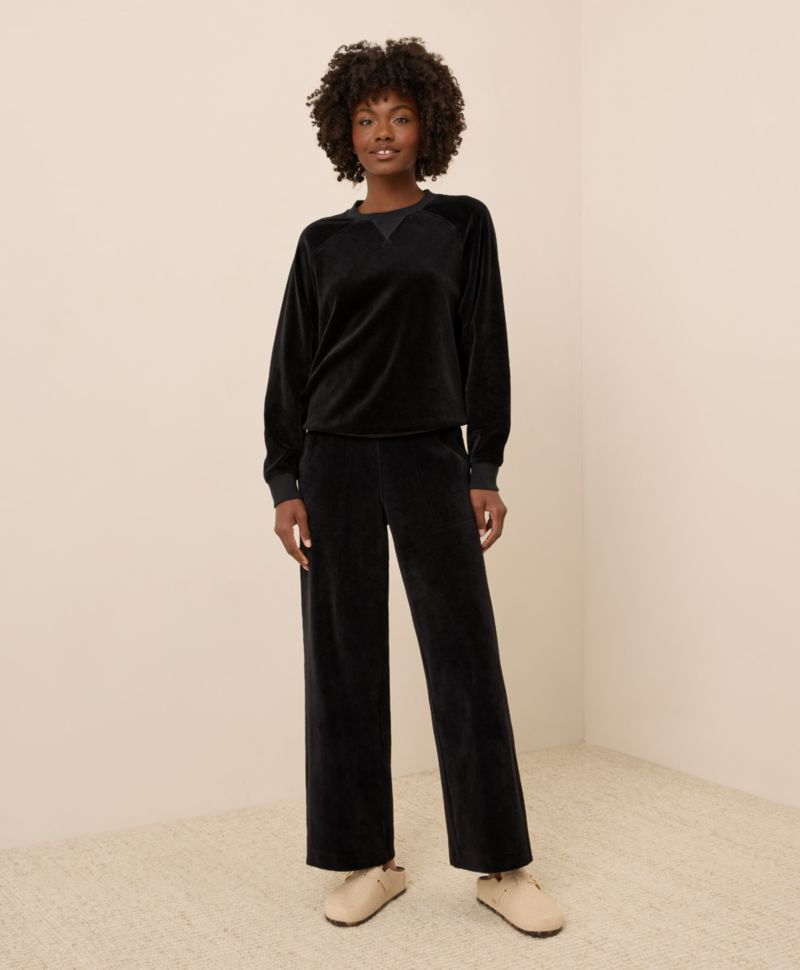 Women's Cotton Velour Crew Pullover Sweatshirts.