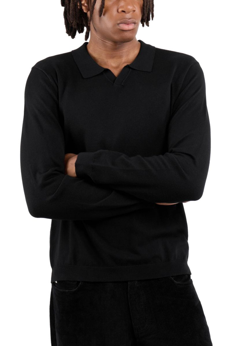 X RAY Men's Long Sleeve Sweater Johnny Collar Polo