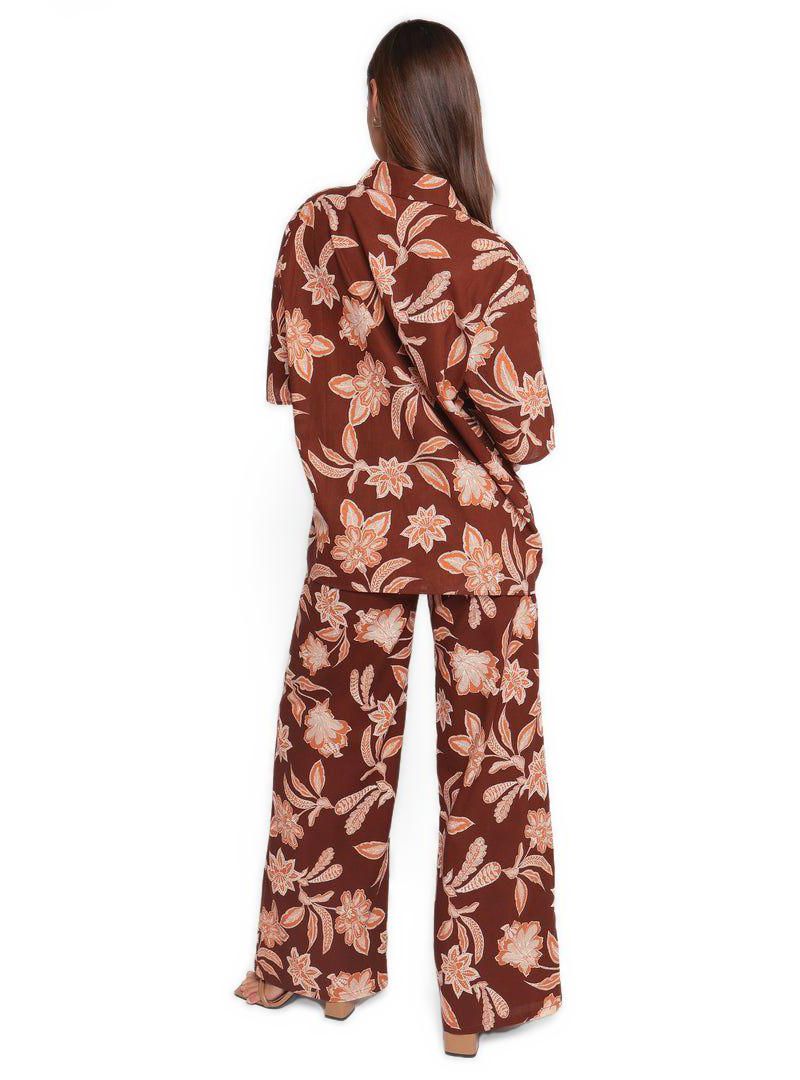 Women's Samira Wide Leg Pant - Orange Floral