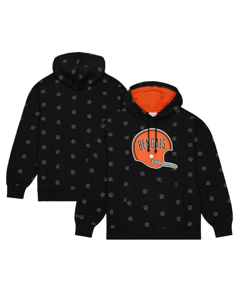 Men's Black Cincinnati Bengals Allover Print Fleece Pullover Hoodie