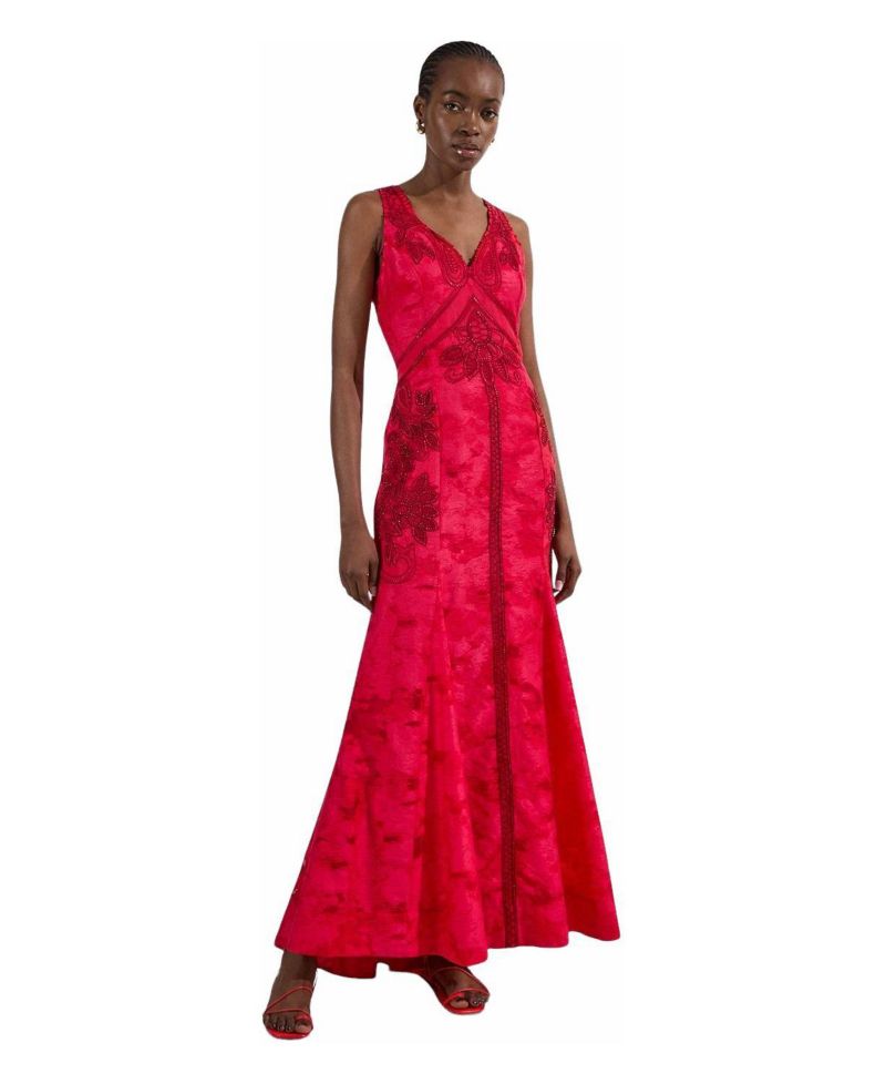 Women's Beaded Open Back Maxi Dress
