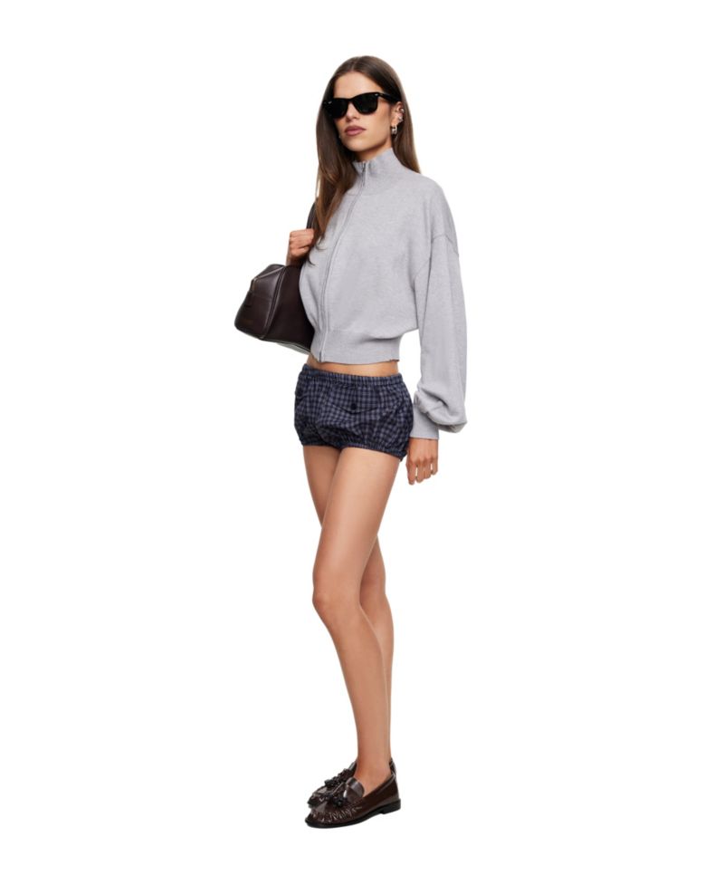Women's Little J Knit Mock-Neck Long-Sleeve Zipper Cropped Sweater