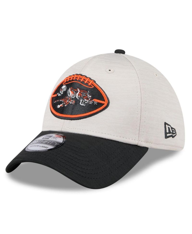 Men's Stone/Black Cincinnati Bengals 2024 Sideline Historic 39THIRTY Flex Hat
