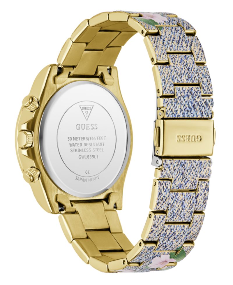 Women's Floral Print Stainless Steel Multi-Function Watch, 38mm