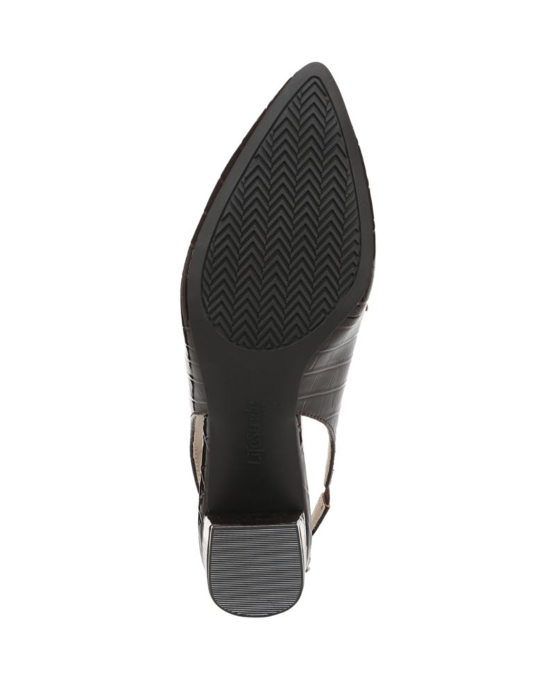 Women's Angel Pointed Toe Block Heel Slingback Pumps
