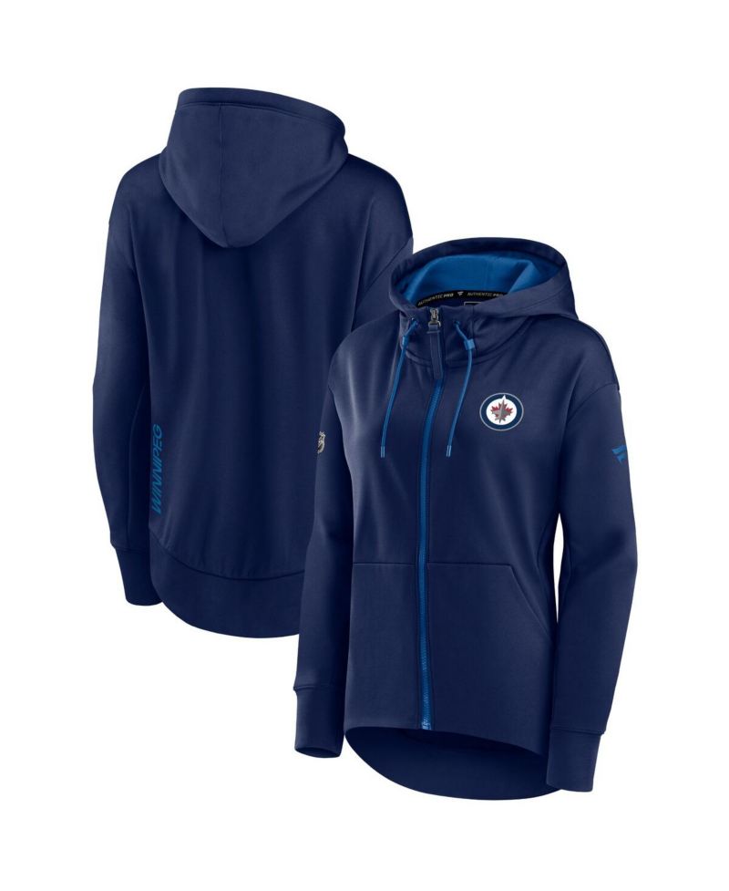 Women's Navy Winnipeg Jets Authentic Pro Rink Full-Zip Hoodie