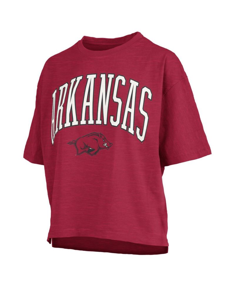 Women's Cardinal Arkansas Razorbacks Nelson Arch Over Logo Waist Length Oversized Slub T-Shirt