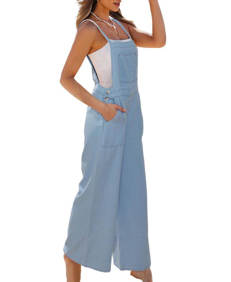 Women's Denim Square Neck Jumpsuit