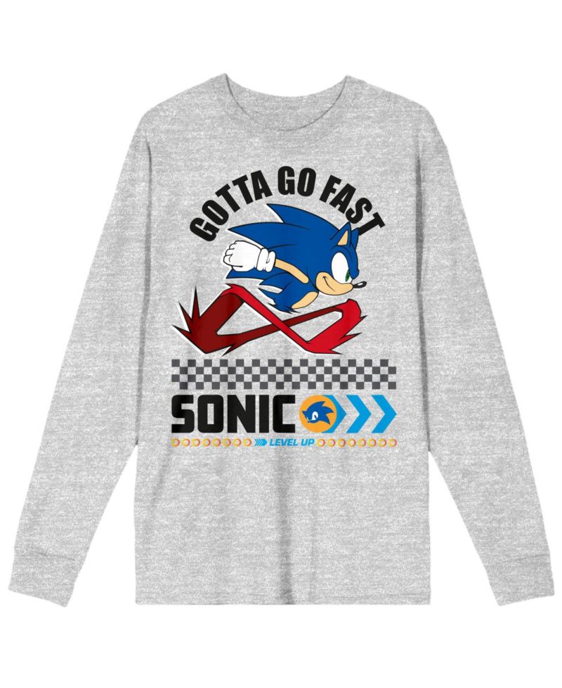 Men's Modern Gotta Go Fast Crew Neck Long Sleeve Athletic Heather Adult Tee-Large