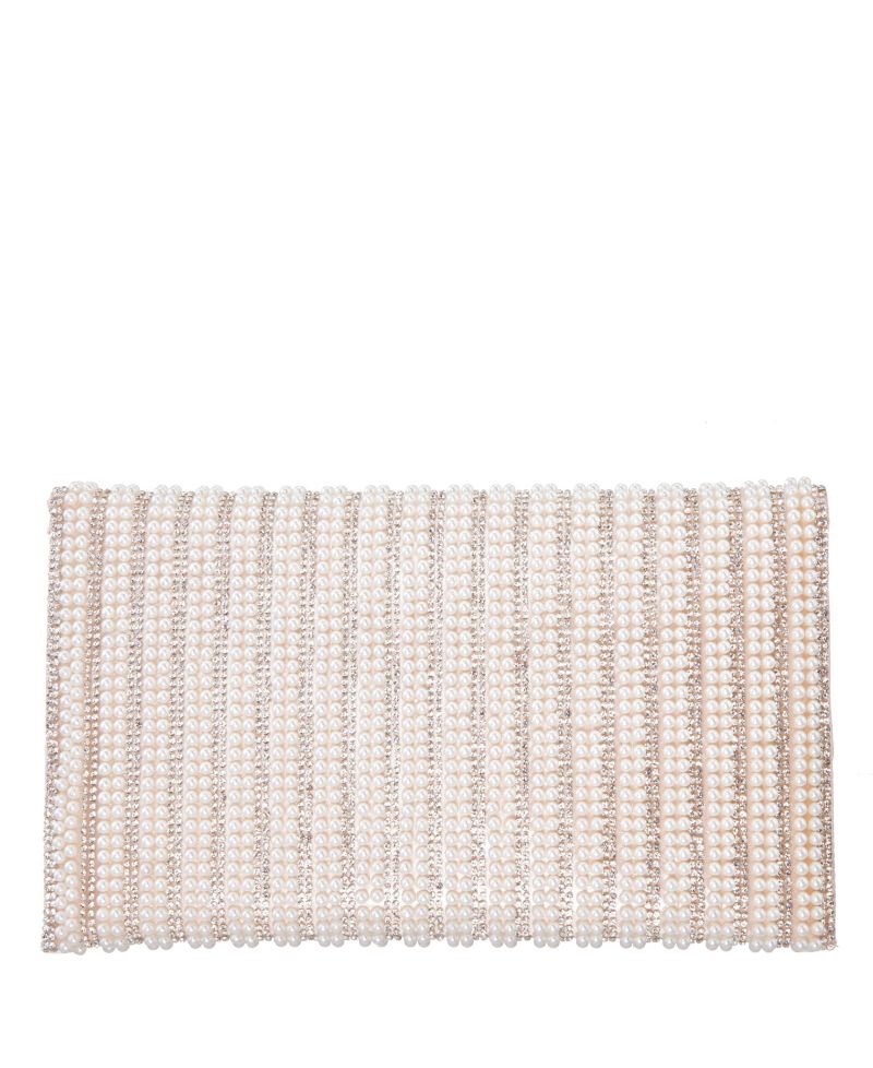 Women's Allover Imitation Pearl and Crystal Envelope Clutch