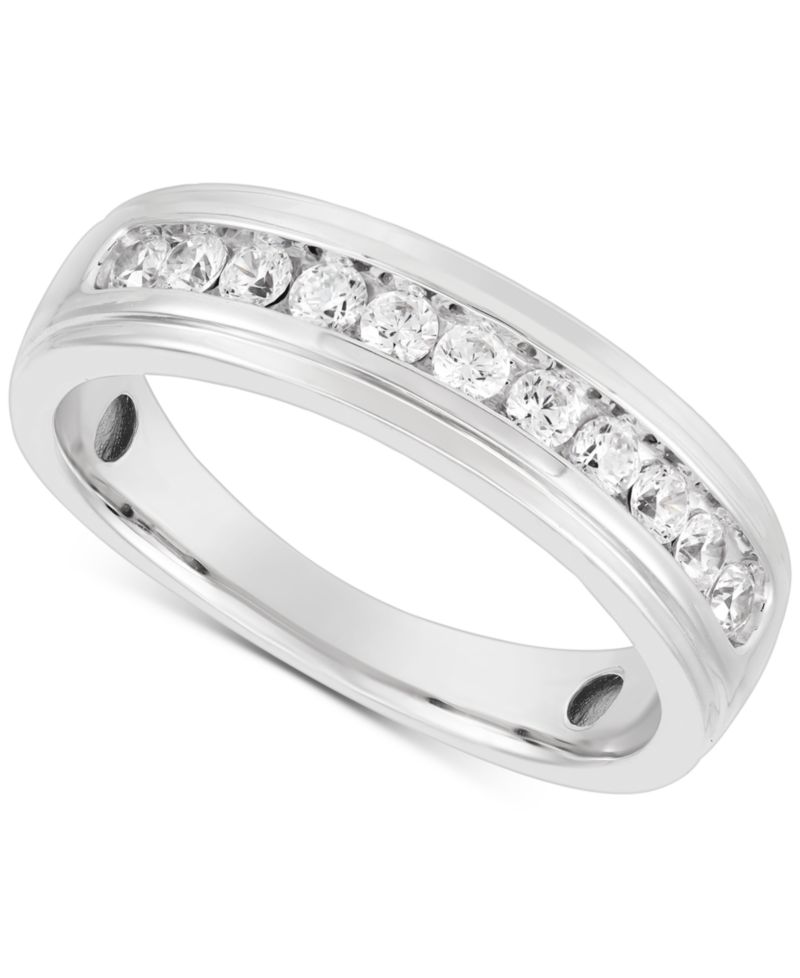 Men's Lab Grown Diamond Channel Band (1/2 ct. t.w.) Set in 10k White Gold