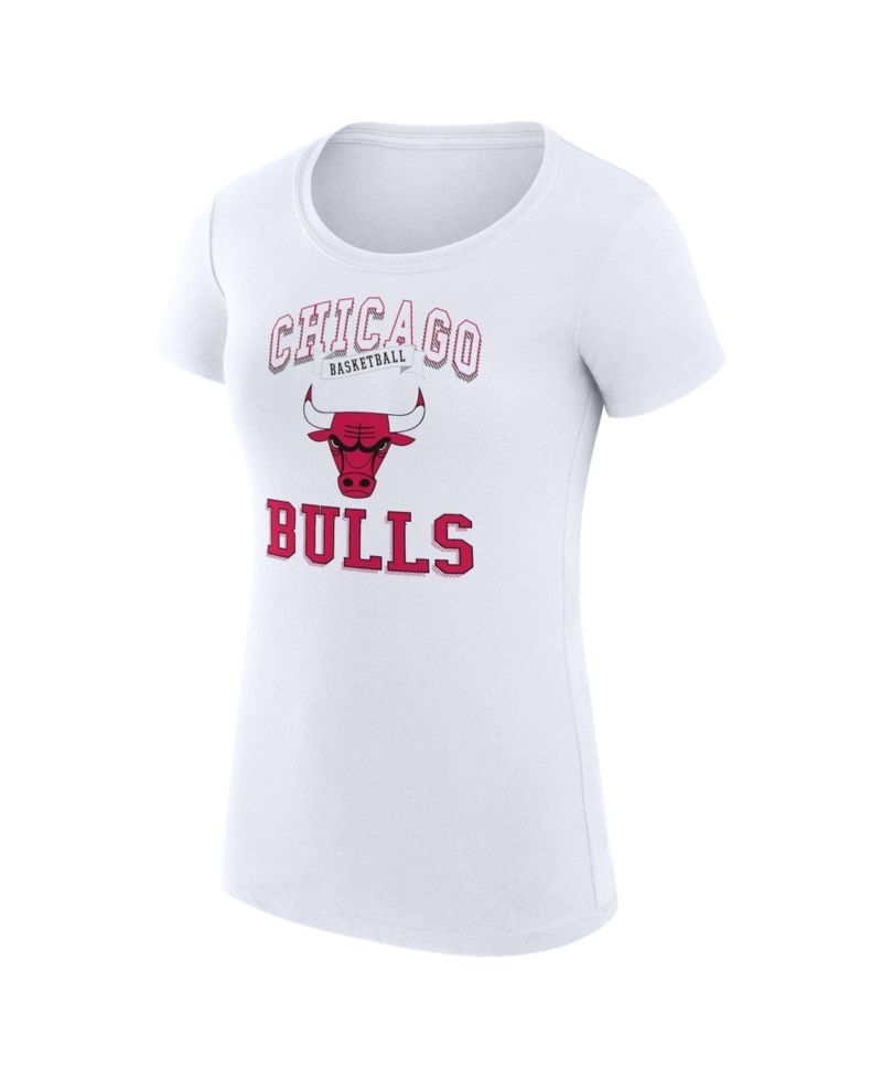 Women's White Chicago Bulls Super-Slim Fit Lightweight Team Logo T-Shirt