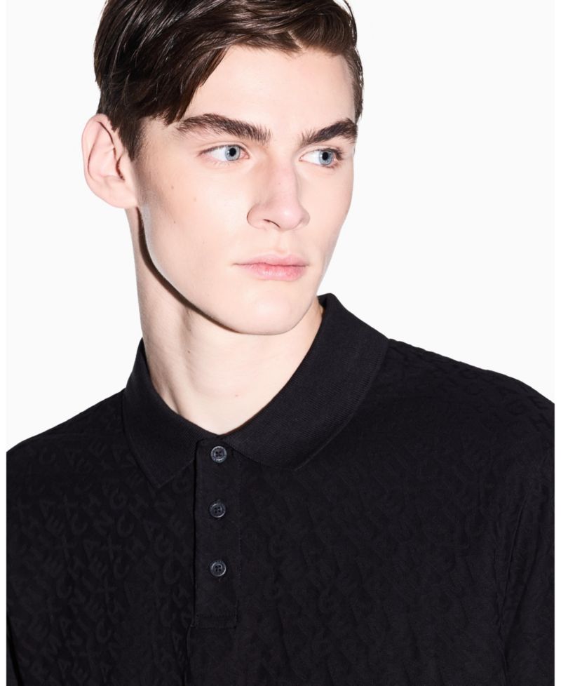 Men's Mercerized Cotton All Over Logo Print Polo Shirt