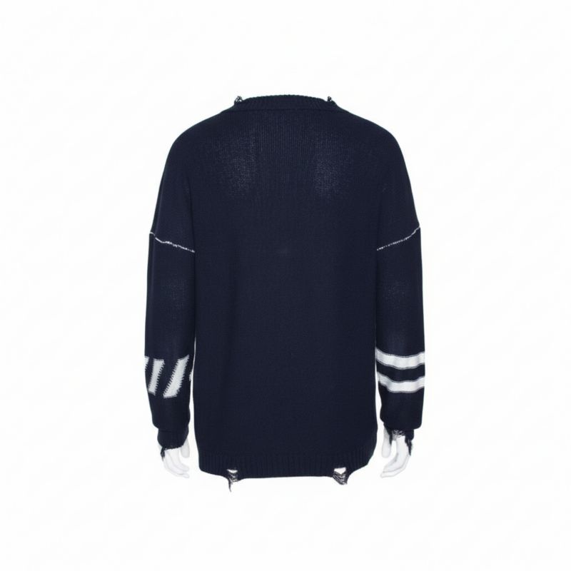 Men's Logo Intarsia Knit Distressed Jumper