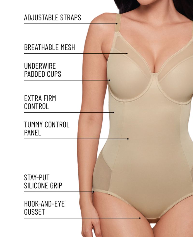 Women's Sexy Sheer Shaping Padded-Cup Bodysuit 2763