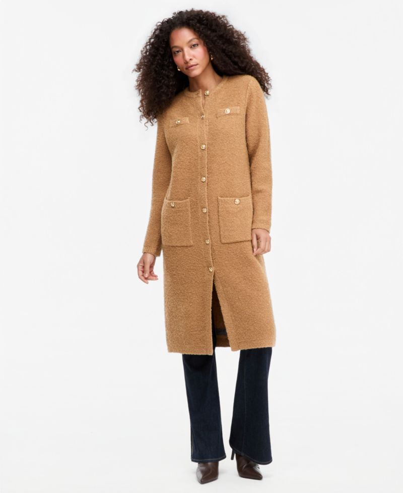 Petite Long Boucl&eacute; Duster Cardigan