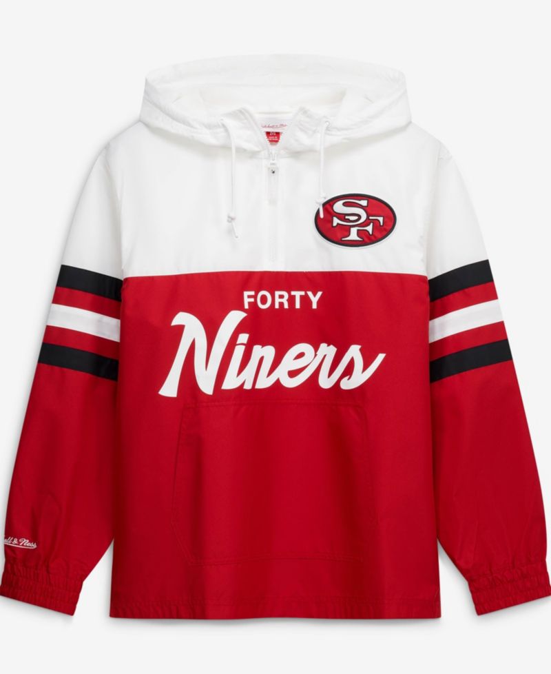 Men's Scarlet San Francisco 49ers Head Coach Anorak Quarter-Zip Windbreaker Jacket