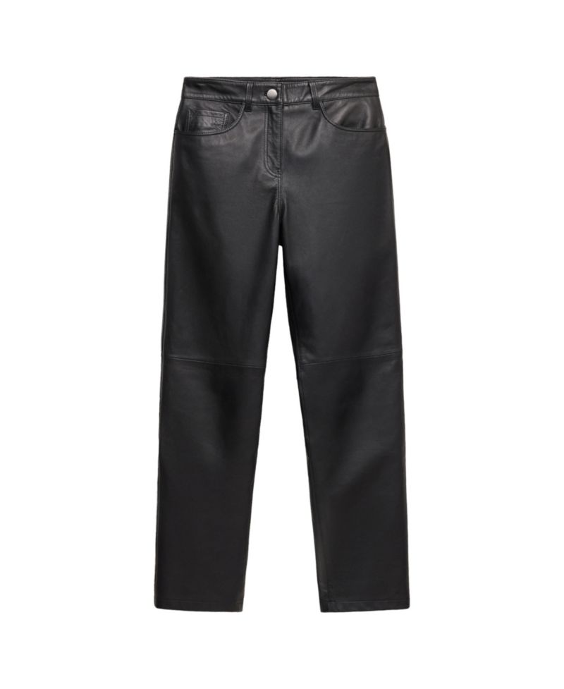 Women's Selection Straight-Fit Mid-Rise Leather Pants