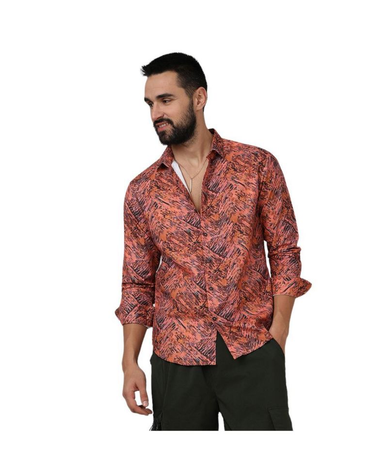 Men's Sienna Brown Animal Print Shirt