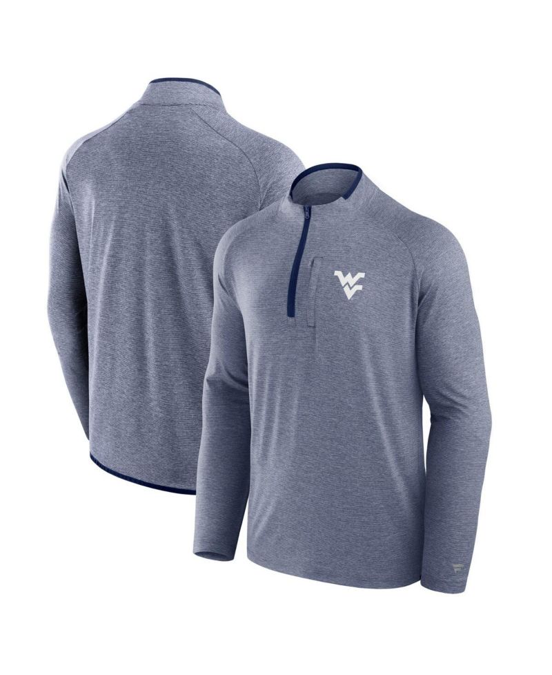 Men's Navy West Virginia Mountaineers Mock Neck Half-Zip Pullover Jacket