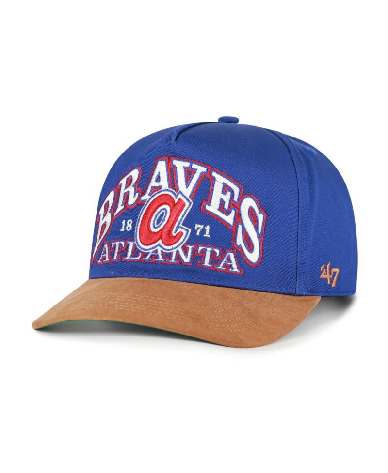 Men's Royal/Brown Atlanta Braves Cooperstown Break Wood Suede Hitch Adjustable Hat