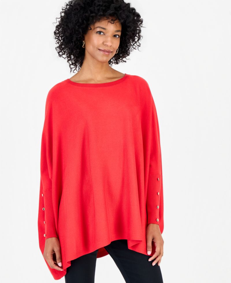Plus Size Boatneck Poncho Sweater