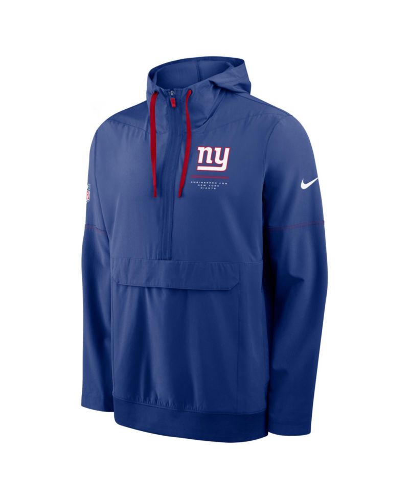 Men's Royal New York Giants Sideline Anorak Half-Zip Hooded Jacket