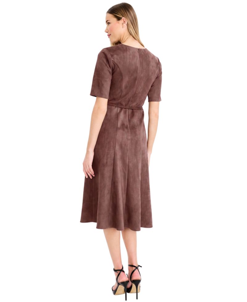 Women's Short-Sleeve Crewneck Fit & Flare Dress