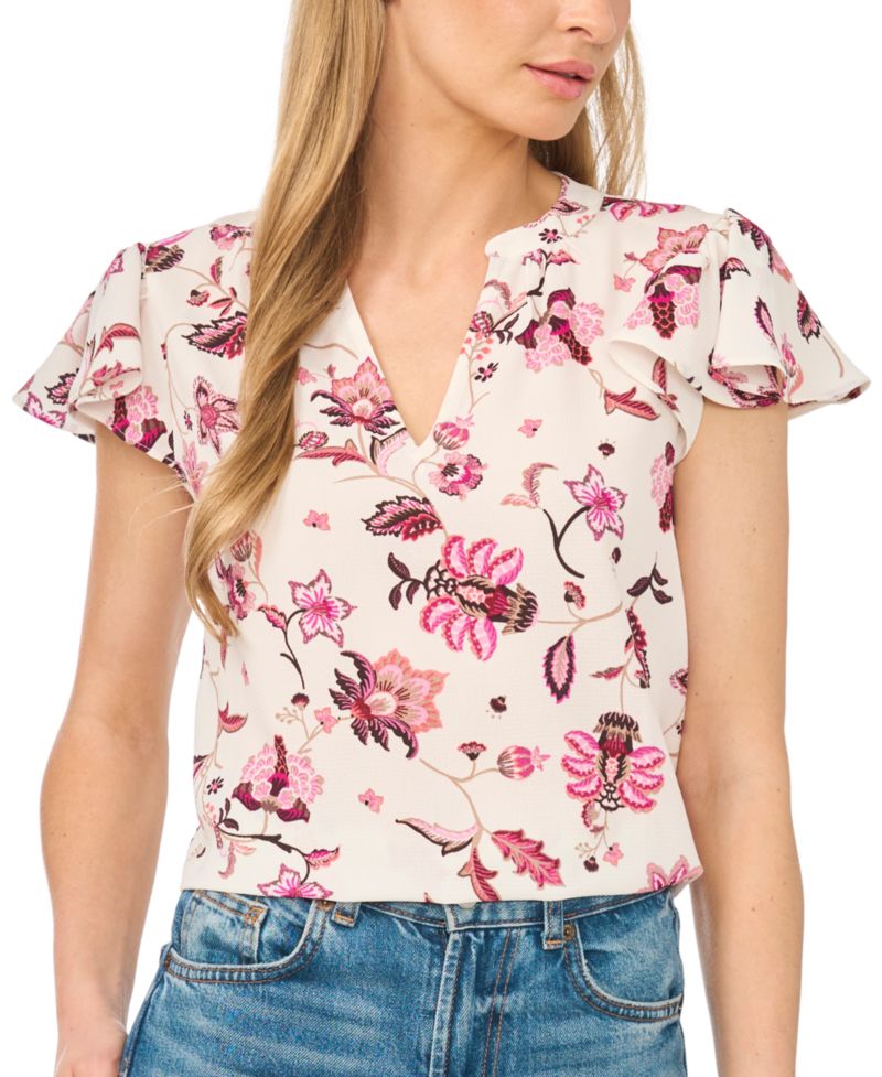 Women's Flutter-Sleeve V-Neck Top