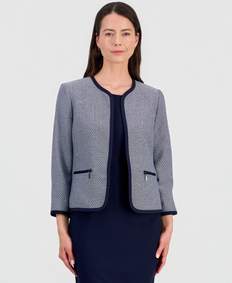 Women's Zipper-Pocket Open Cardigan & Empire-Seamed Dress Suit