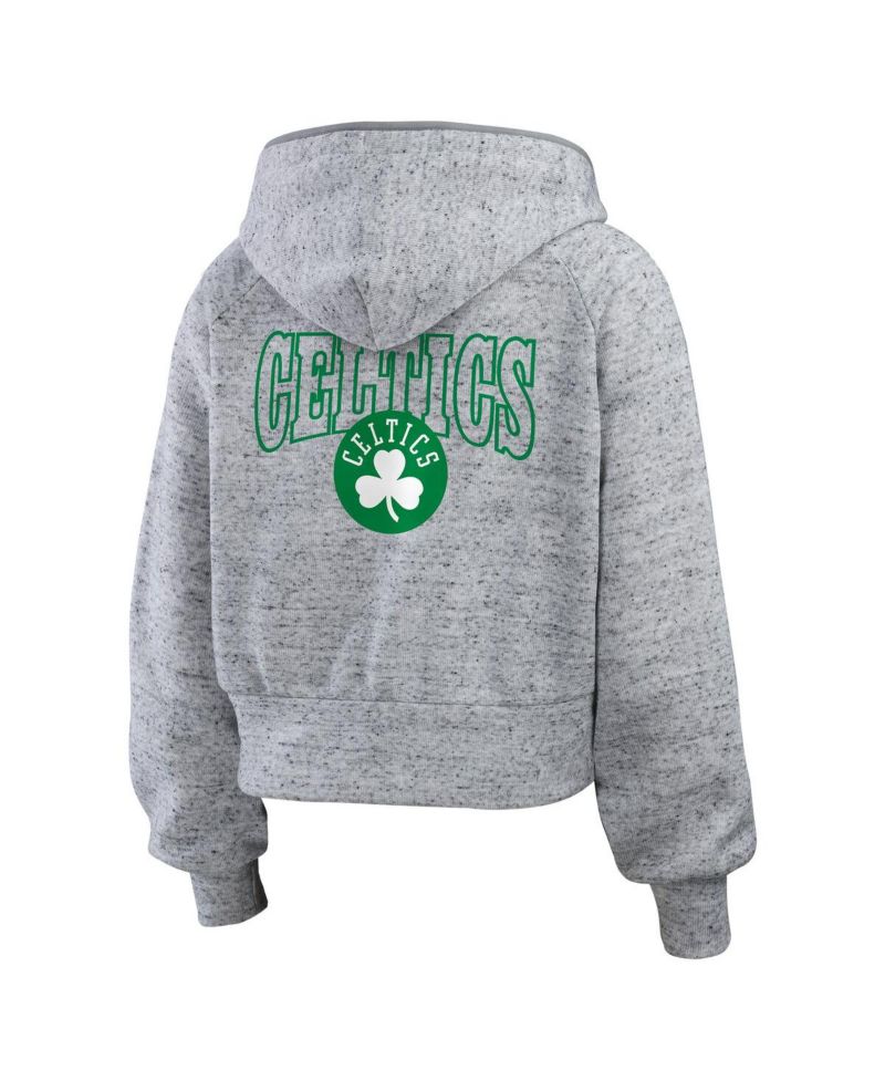 Women's Heather Gray Boston Celtics Speckled Radiator Full-Zip Hoodie