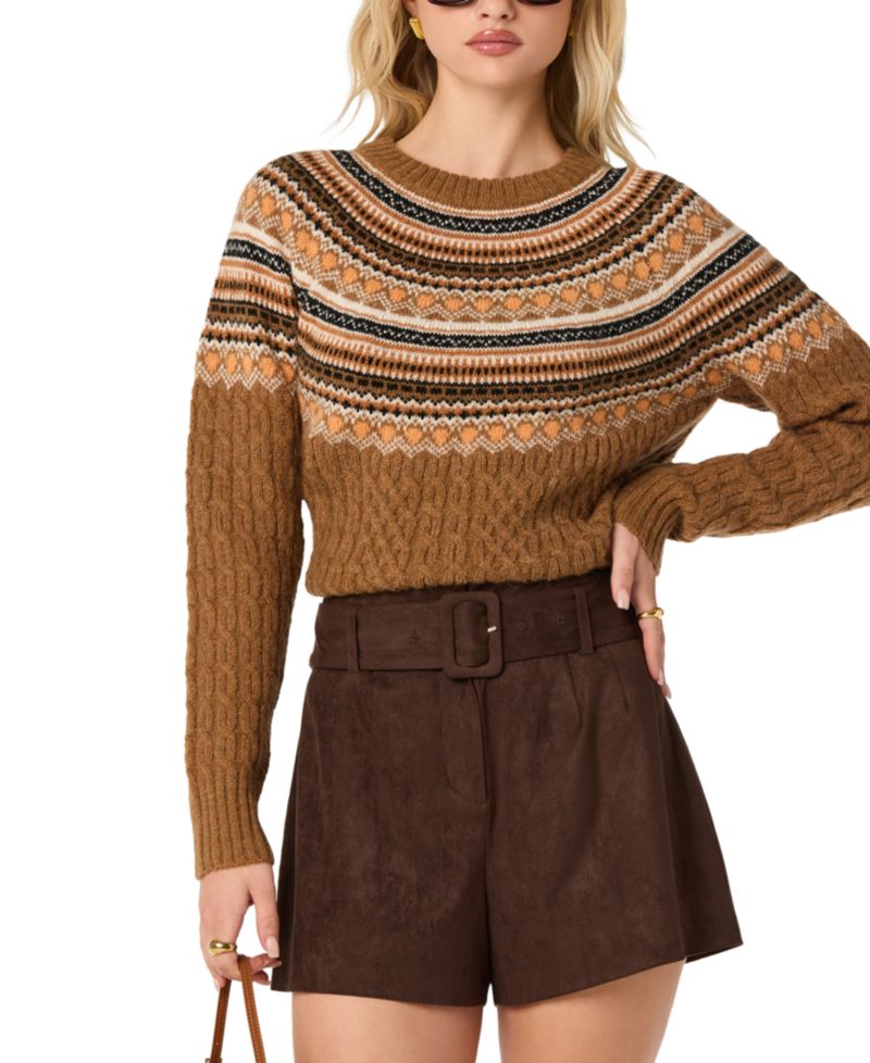 Women's Daria Cable-Knit Fair Isle Crewneck Sweater