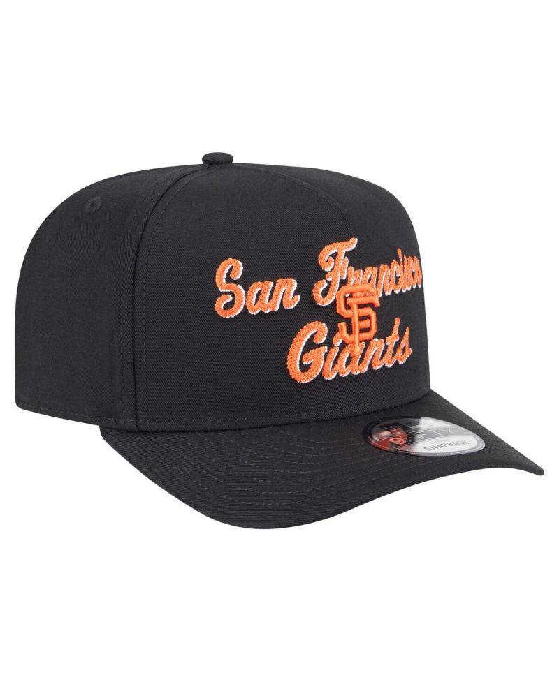 Men's Black San Francisco Giants Chainstitch 9FIFTY A-Frame Snapback Hat