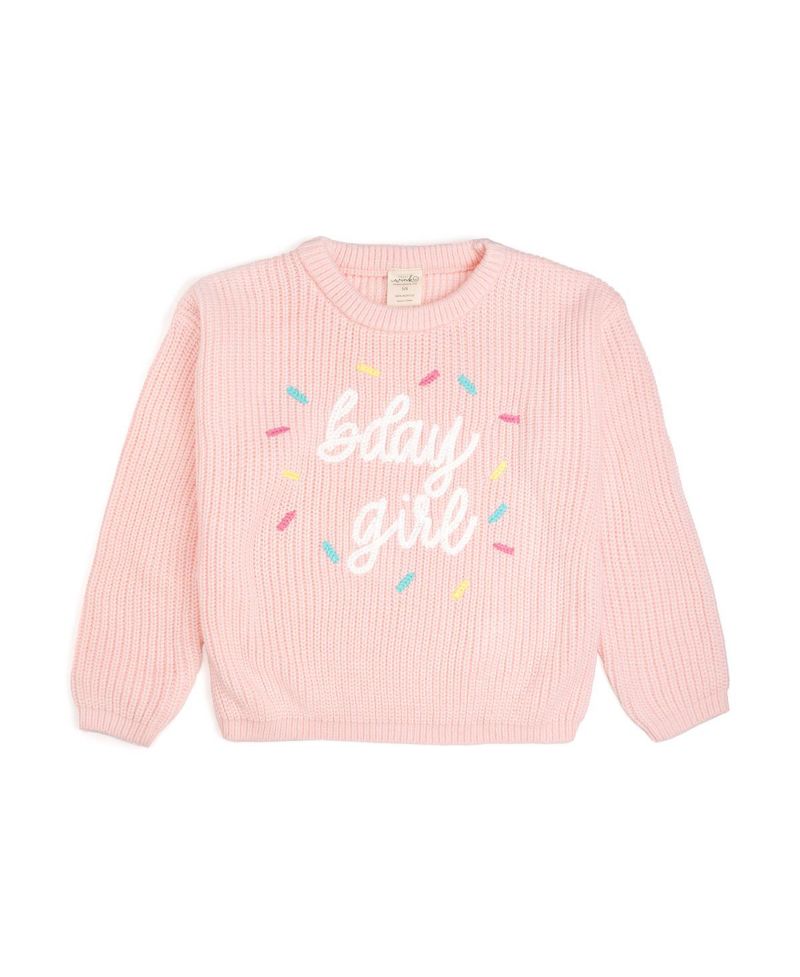 Little and Big Girls Birthday Girl Sprinkle Knit Sweater